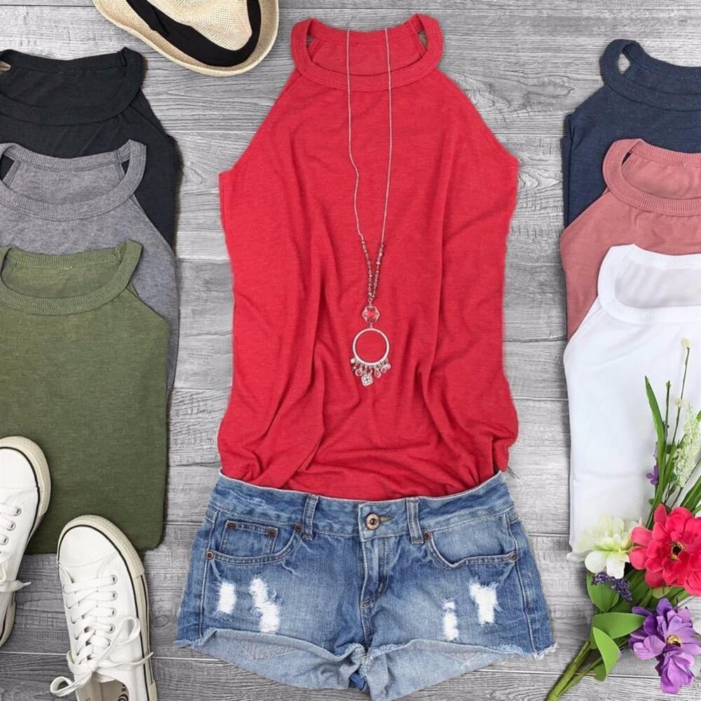 NEW NWT Boutique Medium Red Racerback Sleeveless Rib Knit Tank Top